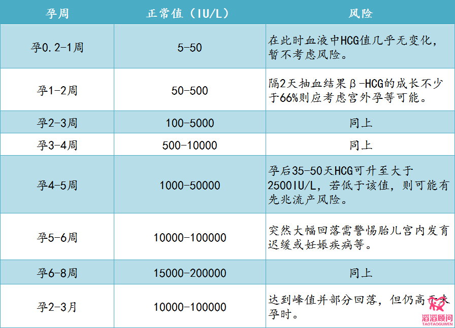 正常妊娠期間血HCG水平